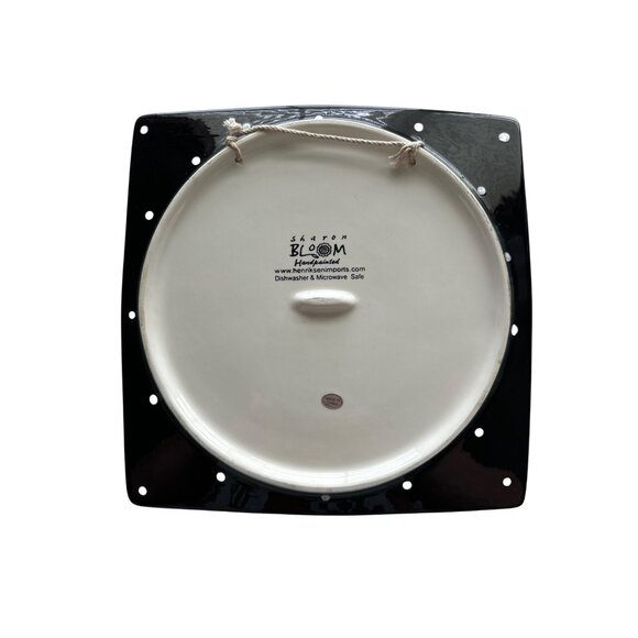 Sharon Bloom Black Cat & Pumpkins Halloween Plate Hand Painted Square Collectors - Picture 2 of 4